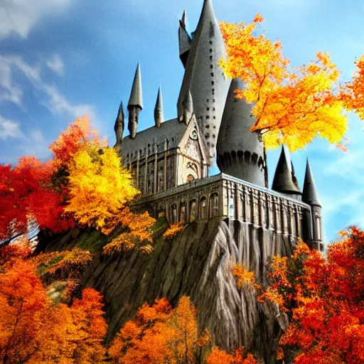 Prompt: Hogwarts in autumn