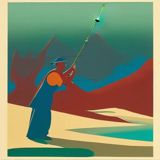 Image similar to eyvind earle desert fishing game