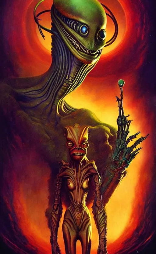 Image similar to exquisite imaginative imposing alien creature poster art humanoid colourful movie art by : : lucusfilm weta studio tom bagshaw james jean frank frazetta