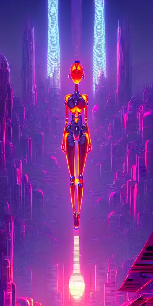Prompt: hyper detailed ultra sharp of a beautiful woman robot, futuristic city with neon lights in the background, sky sended by god. behance hd by jesper ejsing, by rhads, makoto shinkai and lois van baarle, ilya kuvshinov, rossdraws radiating a glowing aura global illumination ray tracing hdr, 8 k