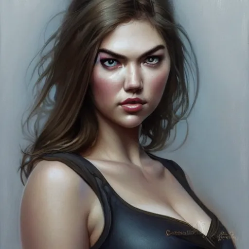 Prompt: portrait of kate upton, dark, piercing eyes, gentle expression, elegant clothing, photorealistic, highly detailed, artstation, smooth, sharp focus, art by michael whelan, artgerm, greg rutkowski and alphonse mucha