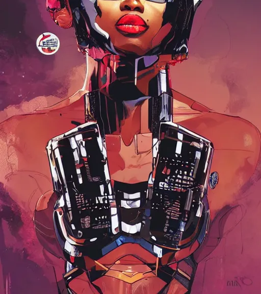 Image similar to african female android, by MARVEL comics and Sandra Chevrier, 4k