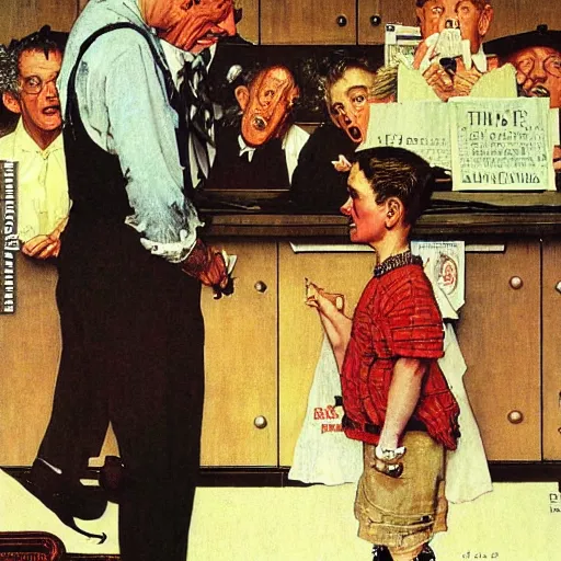 Image similar to the absurdity of yesterday by norman rockwell