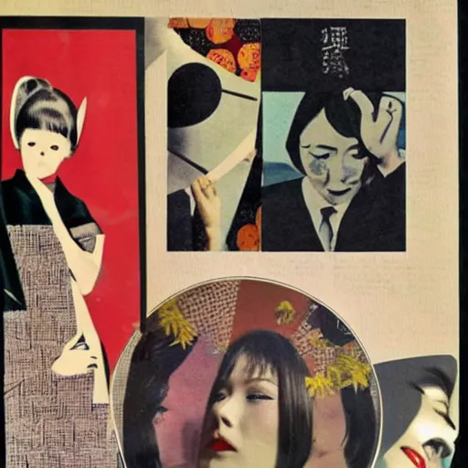 Prompt: 1 9 6 0 s japanese playboy magazine collage by hannah hoch