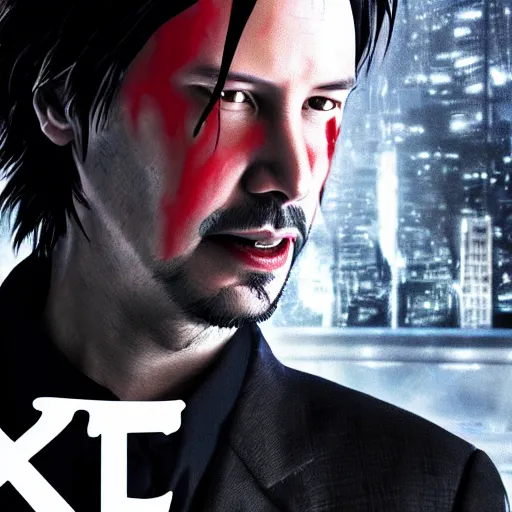 Image similar to Keanu Reeves in death note 4K detailed Digital art