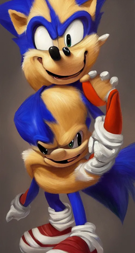prompthunt: a distorted, surrealist painting of classic Sonic the