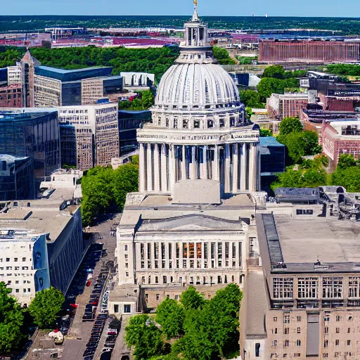Image similar to Madison Wisconsin from above helicopter 2022 DSLR 4k