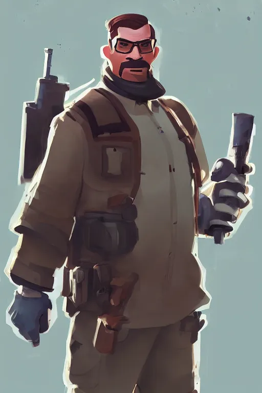 Image similar to beautiful character portrait team fortress 2 engineer character art by ismail inceoglu