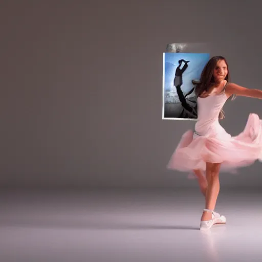 Image similar to Estefania dancing with a pic, realistic, 8k, dream,