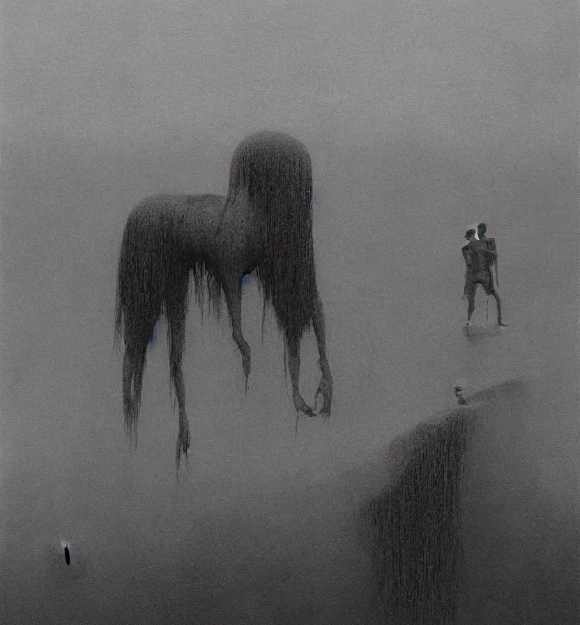 Image similar to espinete in the style of beksinski