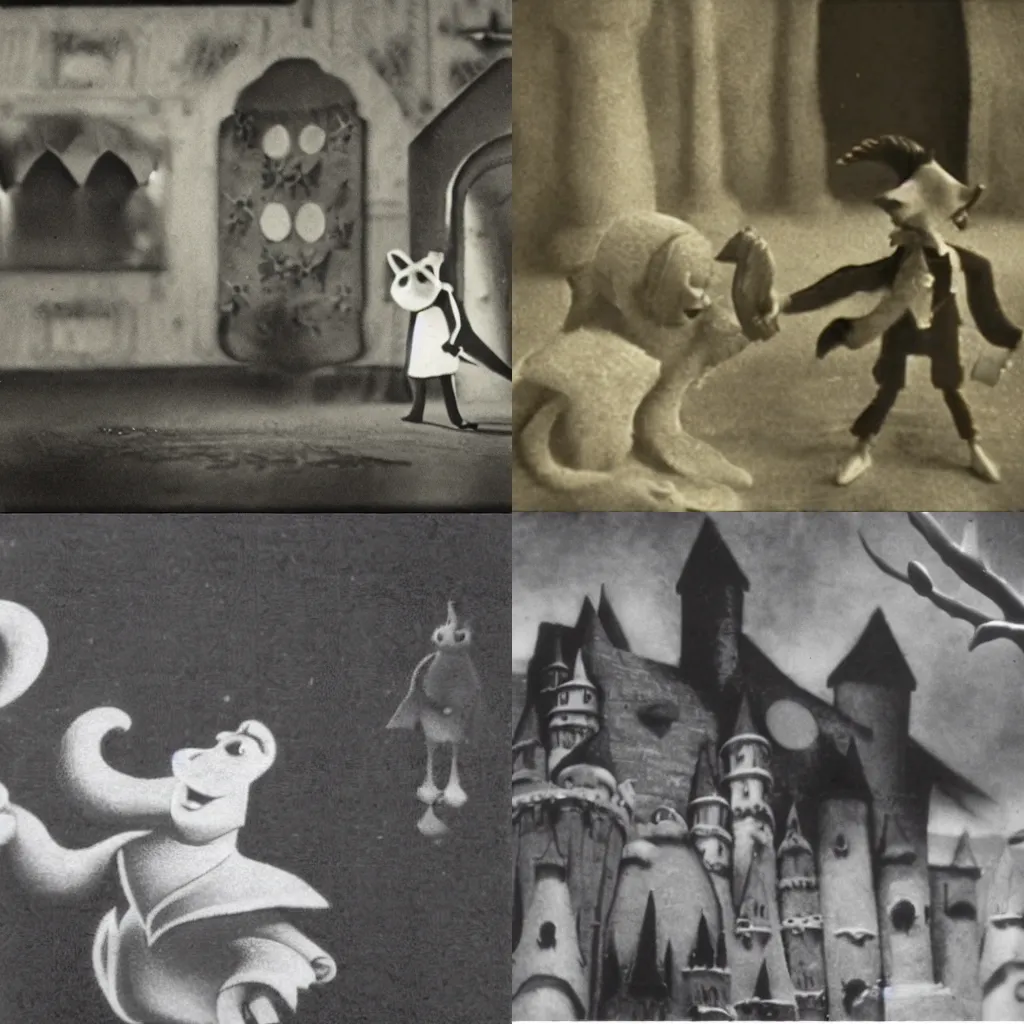 Prompt: still from The Enchanted Castle, Laika, stop-motion film (1924)