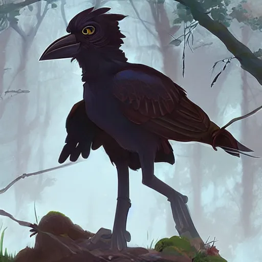 Prompt: concept art painting of an anthropomorphic crow person with steampunk clothes, in the deep forest, realistic, detailed, cel shaded, in the style of makoto shinkai and greg rutkowski and james gurney