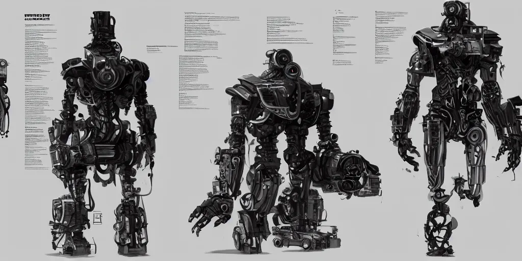 Image similar to future robot, character sheet, concept design, contrast, kim jung gi, greg rutkowski, zabrocki, karlkka, jayison devadas, trending on artstation, 8 k, ultra wide angle, pincushion lens effect