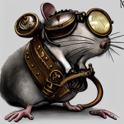 Image similar to a rat with steampunk googles, by D&D Concept Artists