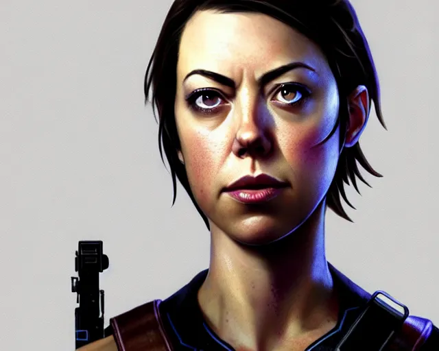 Prompt: a gaming screenshot still portrait of aubrey plaza in resident evil, deep focus, d & d, fantasy, intricate, elegant, highly detailed, digital painting, artstation, concept art, matte, sharp focus, illustration, dark fantasy style art, hearthstone, art by artgerm and greg rutkowski and alphonse mucha