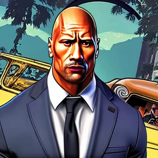 Image similar to dwayne johnson as gta art