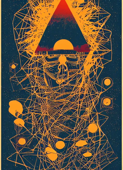 Image similar to A wandering mind, screen print, art by Gustavo Bernal, Garavato