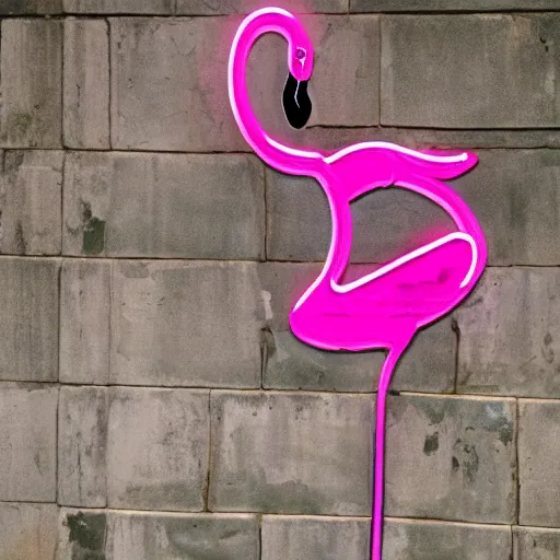 Image similar to neon pink flamingo signs on the great wall of china