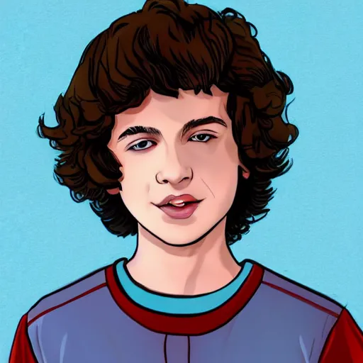 Prompt: Finn WolfHard with Stranger Things in comic style, hq, 4k