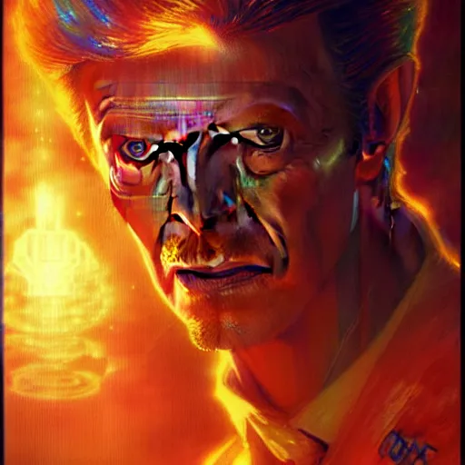 Image similar to david bowie as doctor who, radiant light, caustics, heroic, bright iridescent light, by gaston bussiere, bayard wu, greg rutkowski, maxim verehin