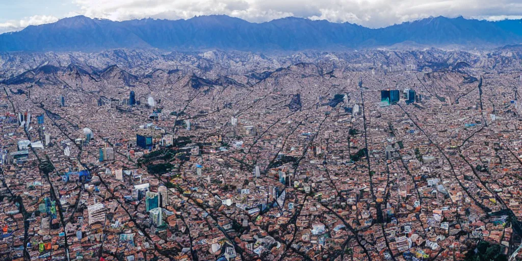 Image similar to santiago de chile, overhead drone shot