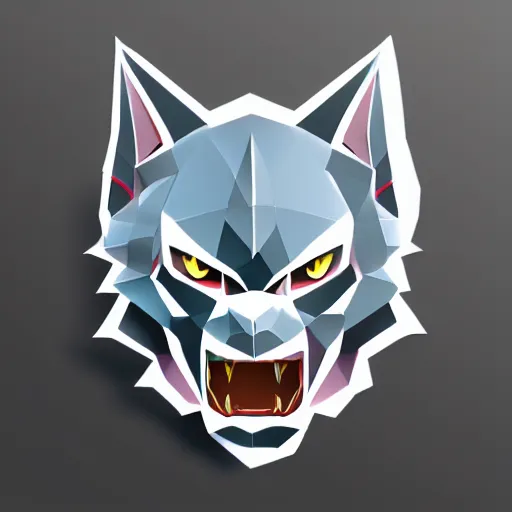 Image similar to a vector logo of rengar from league of legends, low poly,