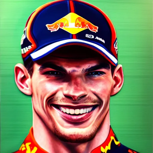 Image similar to max verstappen smiling, ultra realistic portrait