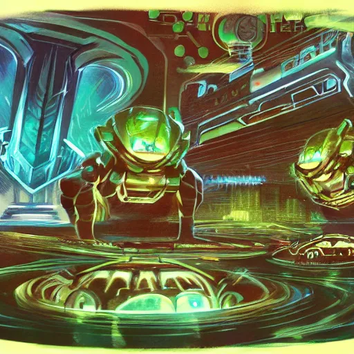 Prompt: metroid city world concept art