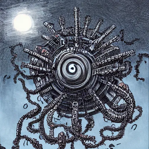 Image similar to Azathoth attacking London at night