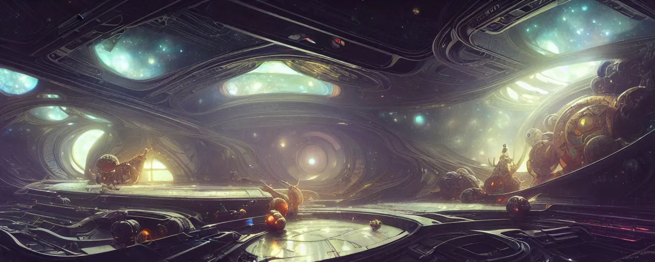 Image similar to A outside view of abandoned space station in the deep space, fantasy, intricate, elegant, highly detailed, digital painting, artstation, concept art, smooth, sharp focus, illustration, art by artgerm and greg rutkowski and alphonse mucha