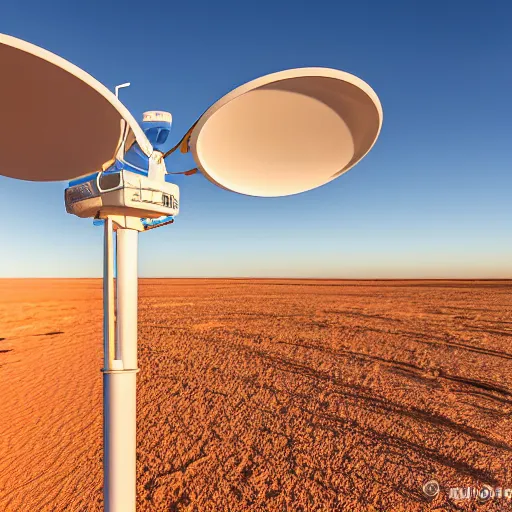 Image similar to rugged weather station sensor antenna for monitoring the australian desert, XF IQ4, 150MP, 50mm, F1.4, ISO 200, 1/160s, dawn