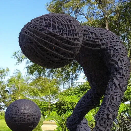 Prompt: : afro futuristic sculpture garden