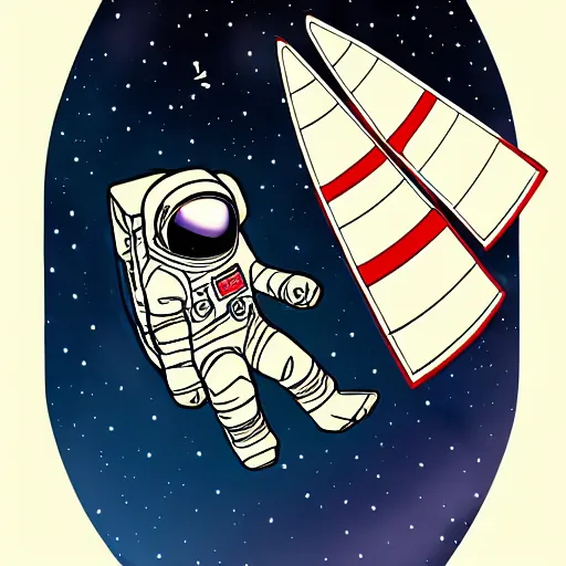 Prompt: astronaut drifting in space by diterlizzi