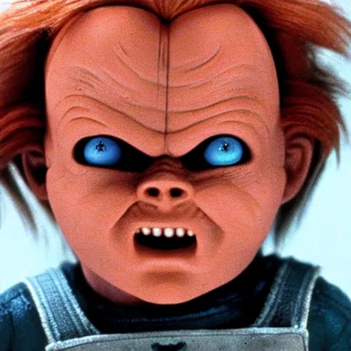 Prompt: chucky in alien ( 1 9 7 9 ), film still