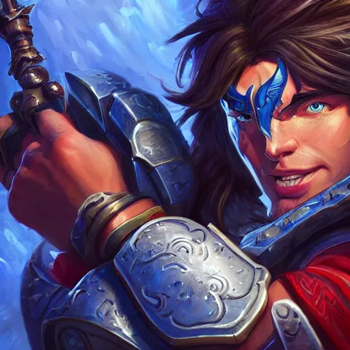 Image similar to varian wrynn listening to phonk music, dmitry prozorov style, artstation, extremely detailed, 8 k, high quality, beatufil painting