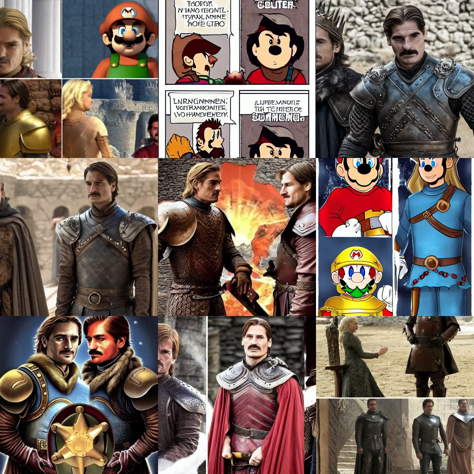 Prompt: super mario and jaime lannister in game of thrones