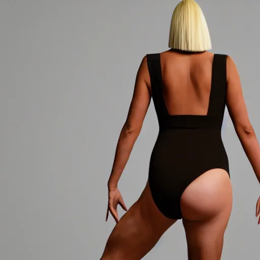 Prompt: sia furler wearing a skin colored leotard artistic photoshoot from behind