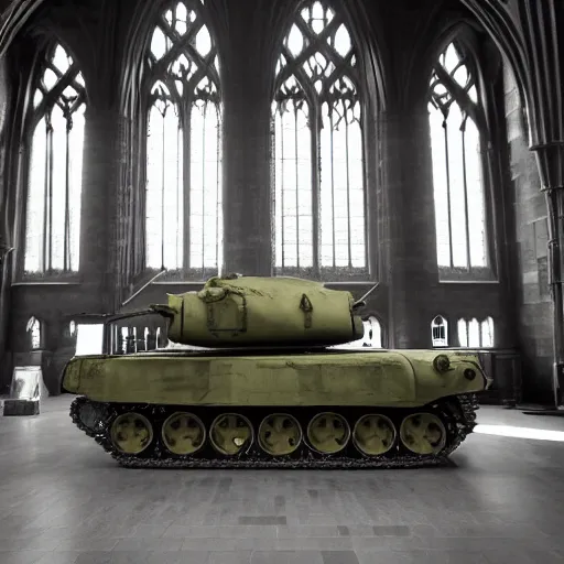 Image similar to Photo of a tank in Hogwarts Great Hall