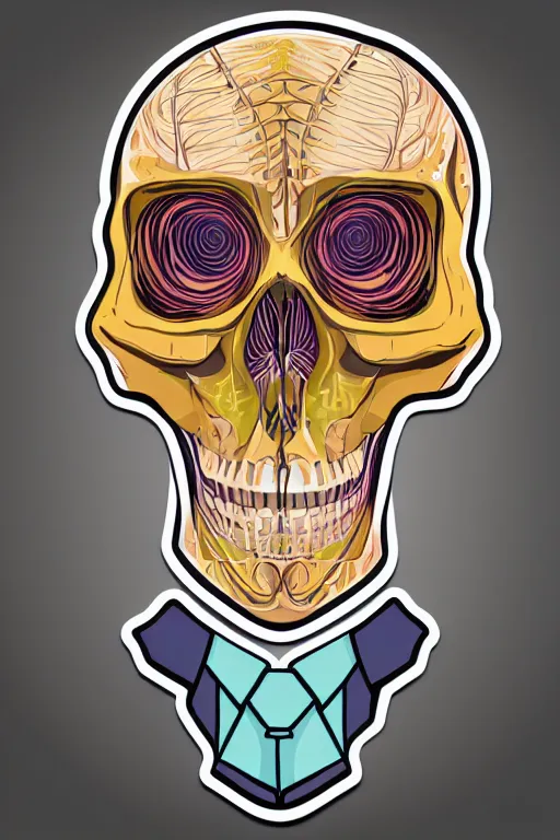 Image similar to A portrait of a skeleton in a suit, sticker, colorful, illustration, highly detailed, smooth and clean vector curves, no jagged lines, vector art, smooth