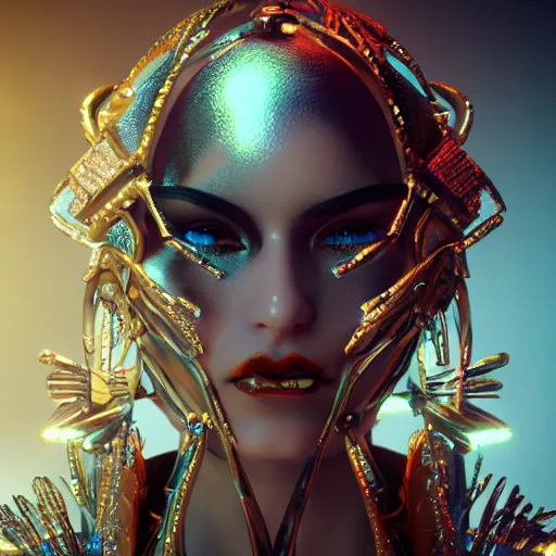 Image similar to fantasy inspired avant - garde art, deco fashion, highly detailed, photorealistic portrait, bright studio setting, studio lighting, crisp quality and light reflections, unreal engine 5 quality render