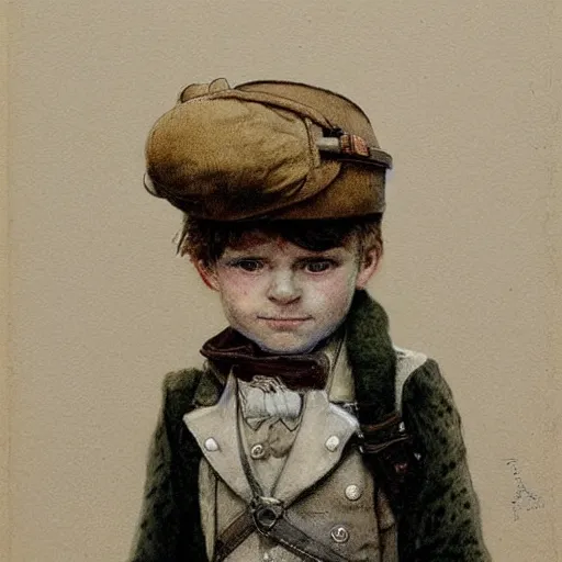 Image similar to (((((portrait of boy dressed as steampunk explorer . wearing a Pith helmet and dress in white. muted colors.))))) by Jean-Baptiste Monge !!!!!!!!!!!!!!!!!!!!!!!!!!!
