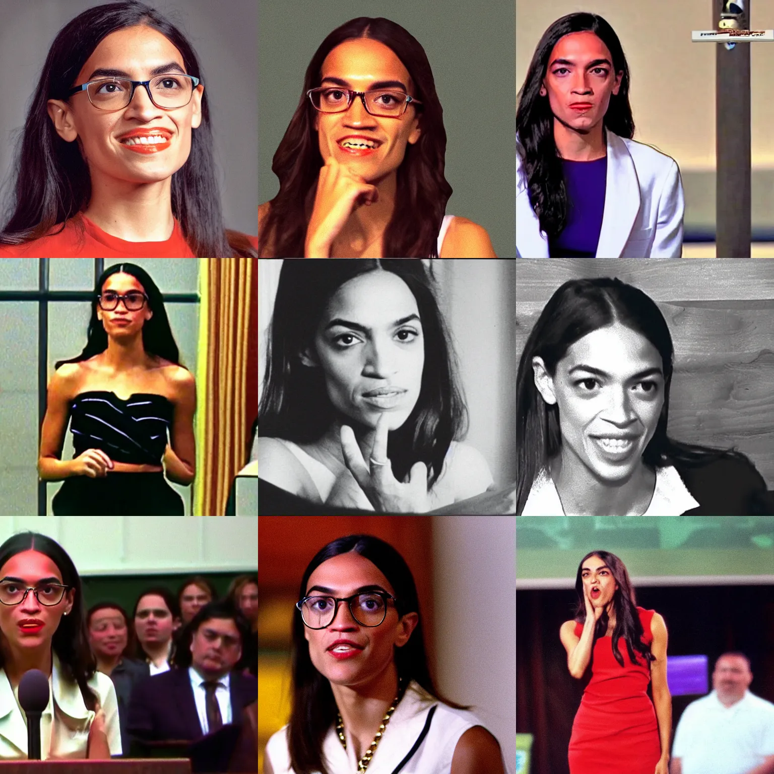 Prompt: vhs footage of alexandria ocasio cortez serving cunt and looking fierce
