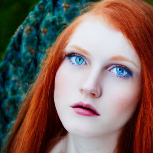 Image similar to young redheaded woman with blue eyes and detailed face