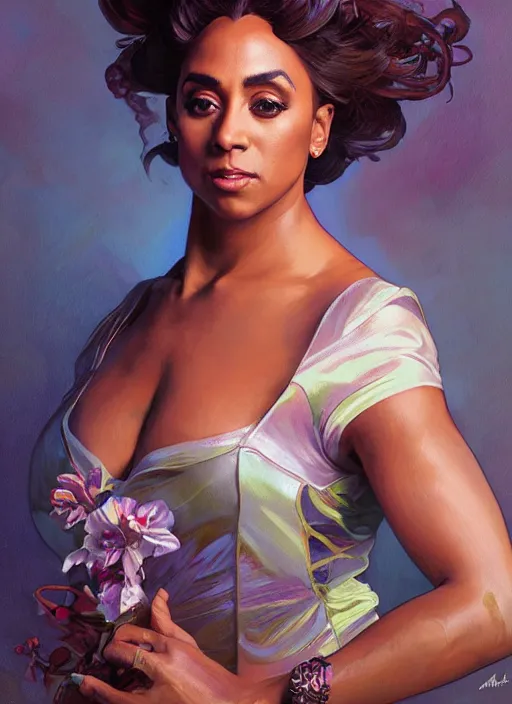 Image similar to shangela, painting by artgerm and greg rutkowski and alphonse mucha