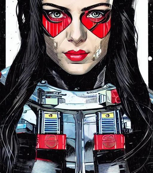 Image similar to portrait of a female android, by MARVEL comics and Sandra Chevrier