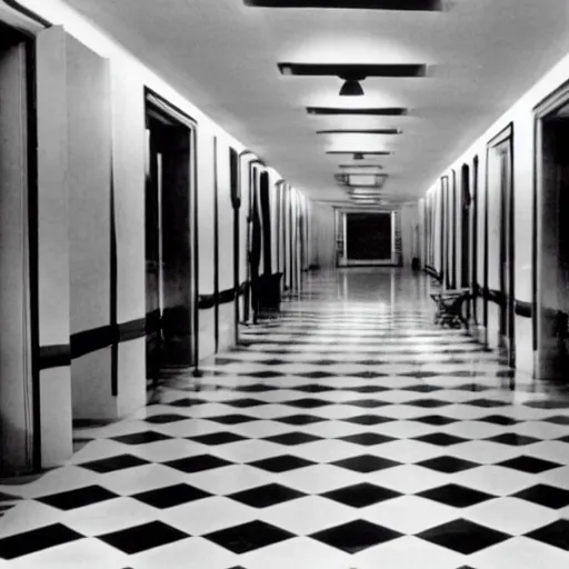 Prompt: stanley kubrick hallway, 1 9 6 0 s, 4 k