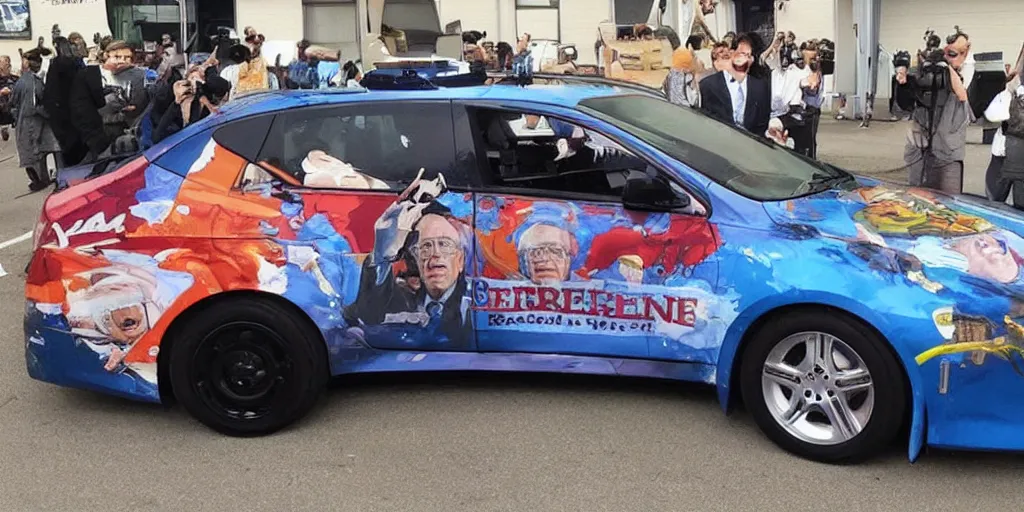 Image similar to bernie sanders, anime car wrap