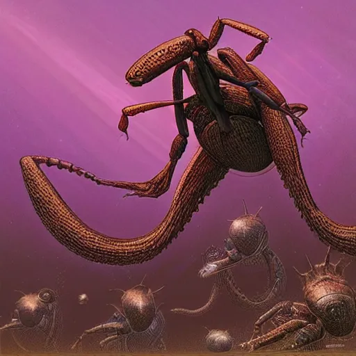Prompt: A large ant queen standing on her hind legs formian starfinder , digital art, Wayne Barlowe