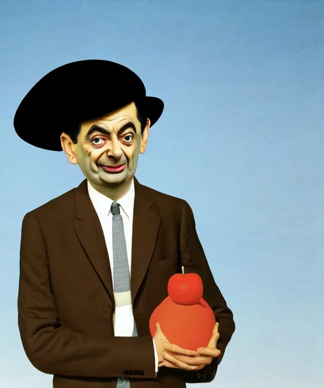 Prompt: mr bean by rene magritte