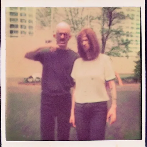 Image similar to found polaroid of weird trash humpers